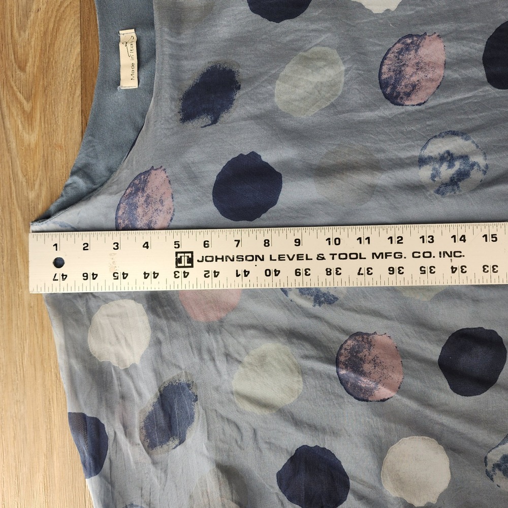 Made in Italy Silk Blend Polka Dot Ponho Top Blue Painterly Layered Lagenlook - Picture 8 of 14